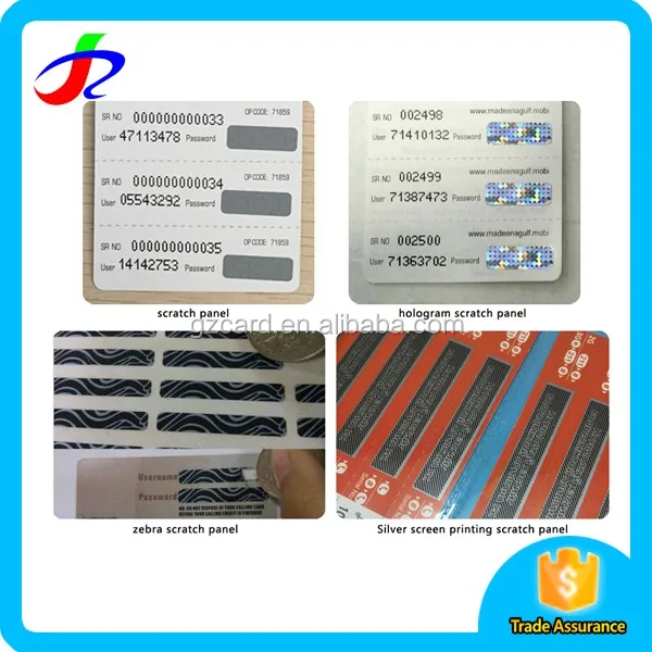 
CR80 printing mobile phone top up card scratch prepaid calling card 