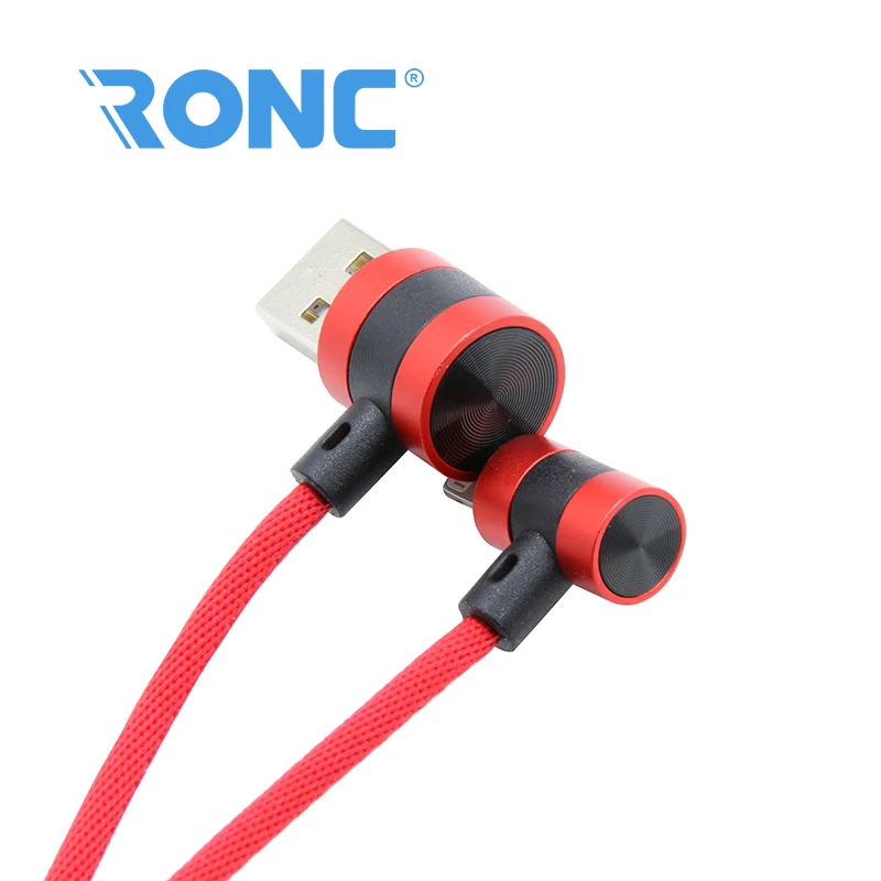 Зарядки передачи данных плетеный нейлоновый 90 градусов Micro USB кабель для телефона