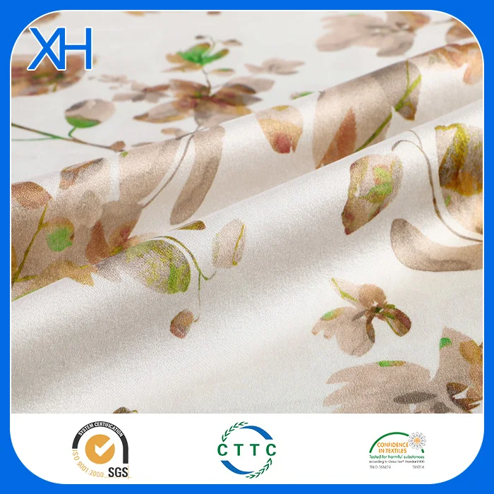
2019 Hot Sale Washed Silk Fabric Pure Printing Satin Wholesale with Low Minimum by Xinhe Textiles 