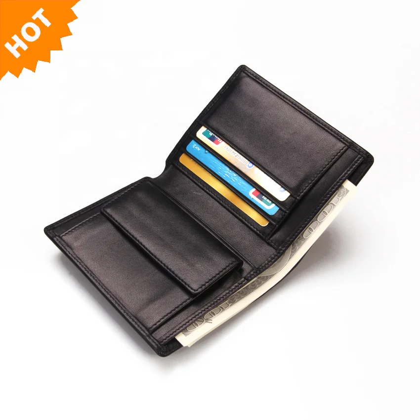 Slim Black Leather Wallets for Men Bifold RFID Blocking Thin Mens Coin Wallet