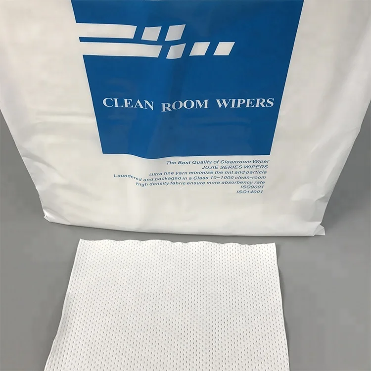 Best Absorbing with Laser Cut Edge 240gsm 2 Layers Class 1000 6 x 6inch 100% Polyester Fabric Cleanroom Wiper