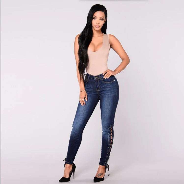 Джинсы с высокой талией, брюки на лямках, женская одежда, облегающие брюки, горячая Распродажа эластичных джинсов из денима в европейском и американском стиле