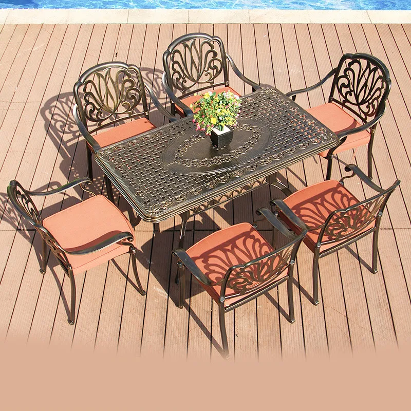 
New modern and vintage style metal outdoor furniture aluminum table chair set patio garden pool furniture leisure coffee relax 