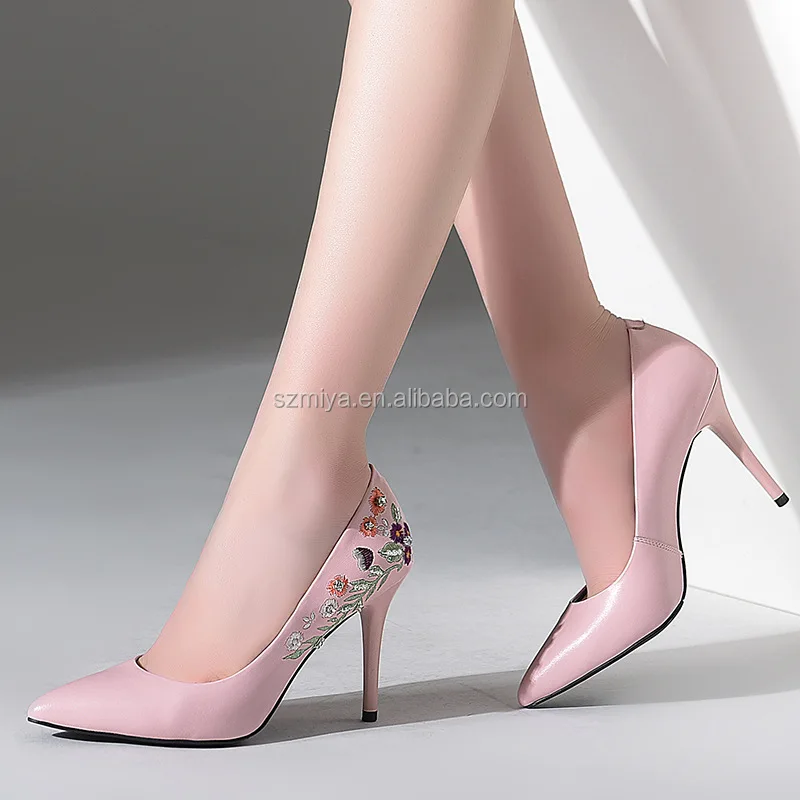 Fashion ladies party shoes genuine leather women high heel shoes wholesale