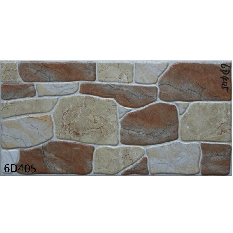 Colorful stone design porcelain rustic rock wall tiles 200x400mm
