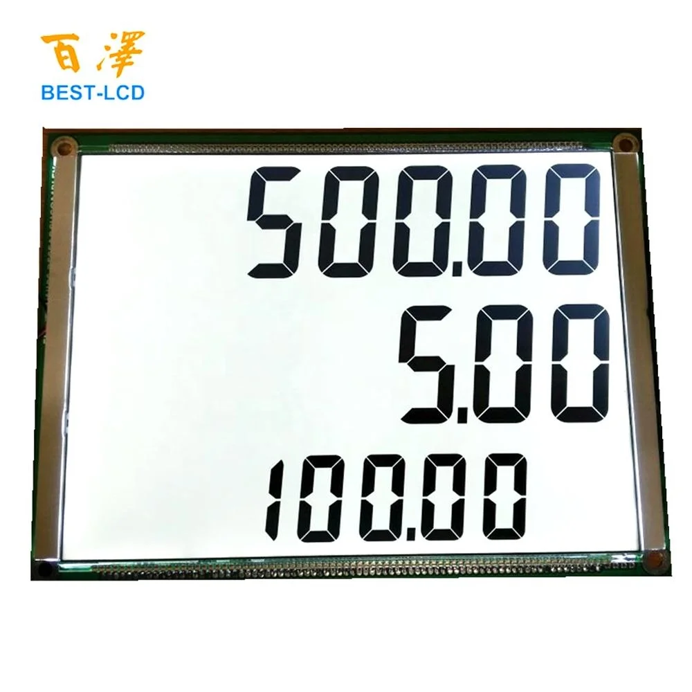 776 LCD Customized Size Monochrome 3 rows of 7 Segments 6 digits LCD Panel Display for Fuel dispenser/ Petrol Pump/Oil machine