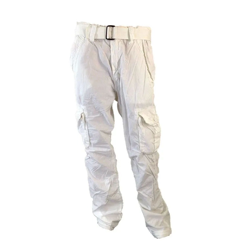 long white cargo pants for men