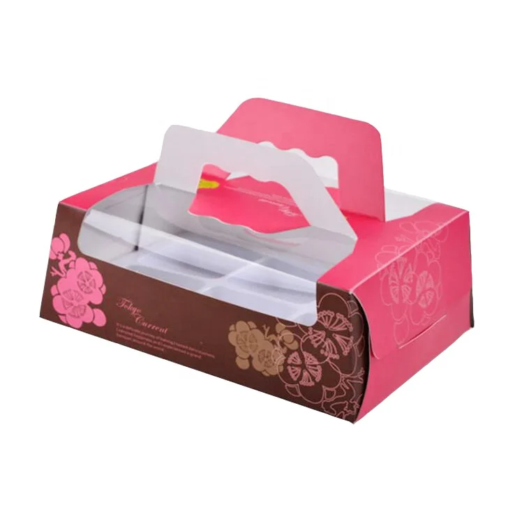 Disposable Custom Logo Baked Pastry Swiss Roll Hot Dog Folding Packaging Cake Box With Window
