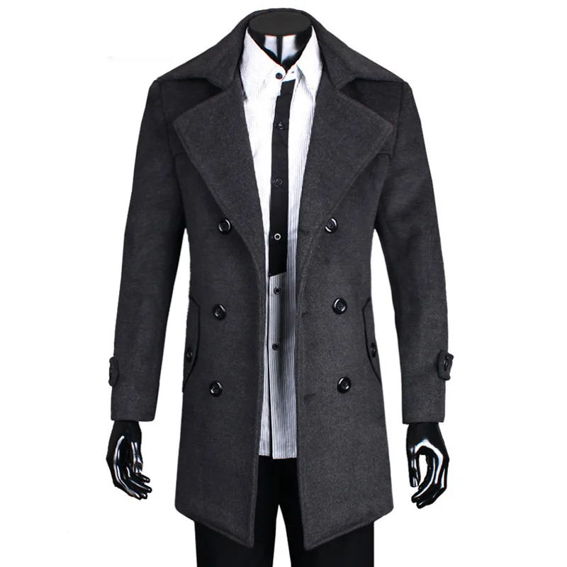 Hot selling 2015 new men fashion Winter wool coats Long