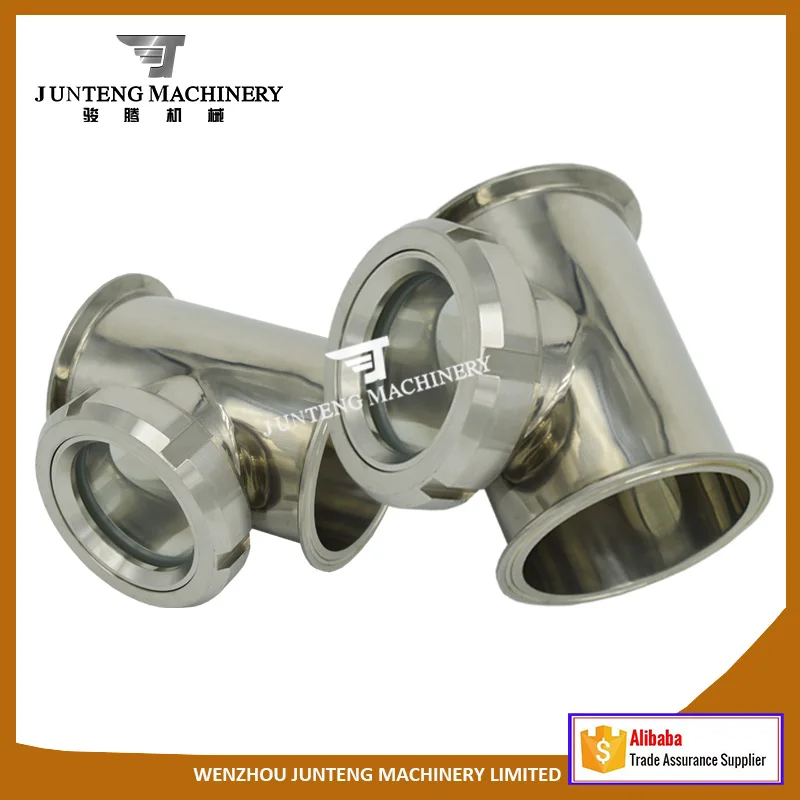 Factory Price Sanitary Stainless Steel Tri Clamp Tee With Sight Glass Union
