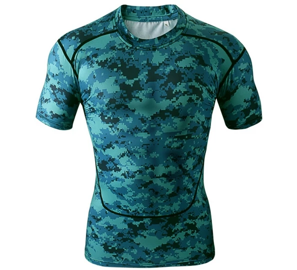 camo green mens short sleeve sublimated custom bjj mma rashguard