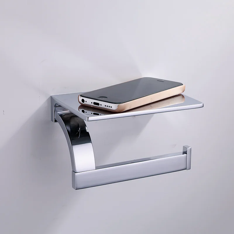 bathroom accessories wall mount toilet paper holder with phone shelf