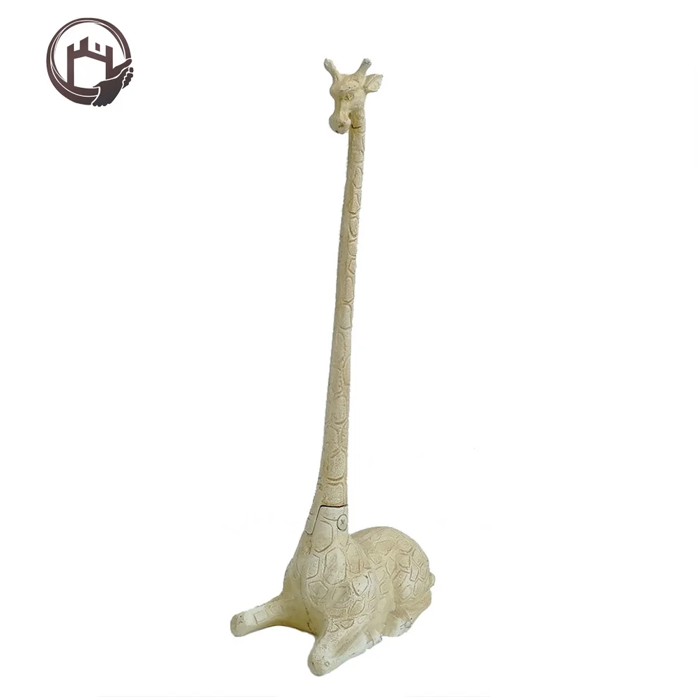 Antique finish bronze metal cast iron giraffe animal shaped toilet tissue paper roll holder rack