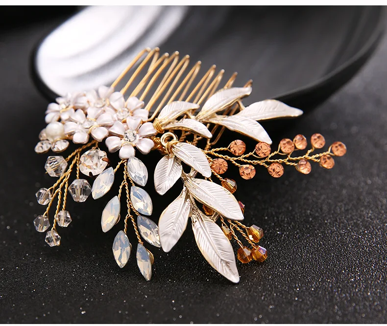 Wedding Accessories Hand-knitted Bridesmaid Hair Comb Headpiece Wedding Bridal Pearl Crystal Hair Comb