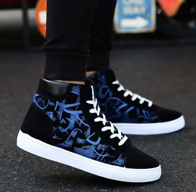 UP-0071J Fashion casual canvas shoes high neck men shoes sneakers for winter autumn