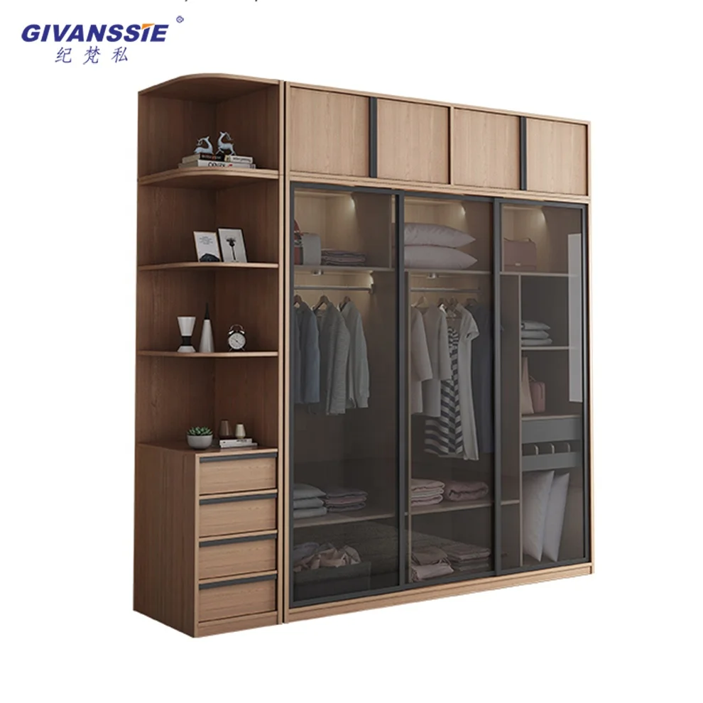 New design luxury wardrobe with glass  doors