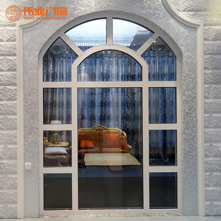 
Fashion design customized aluminum wood half round glazed arched fixed window 