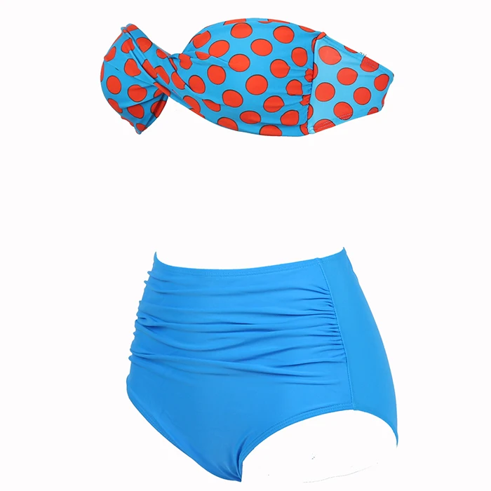 
Retro Fashion Women Polka Dot Push Up Top High Waisted Bottom Bikini Sets 