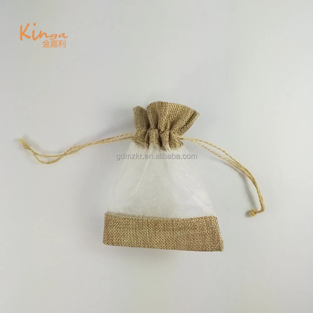 Custom bags printed linen hemp drawstring bag candle soap  christmas gift bags with clear window