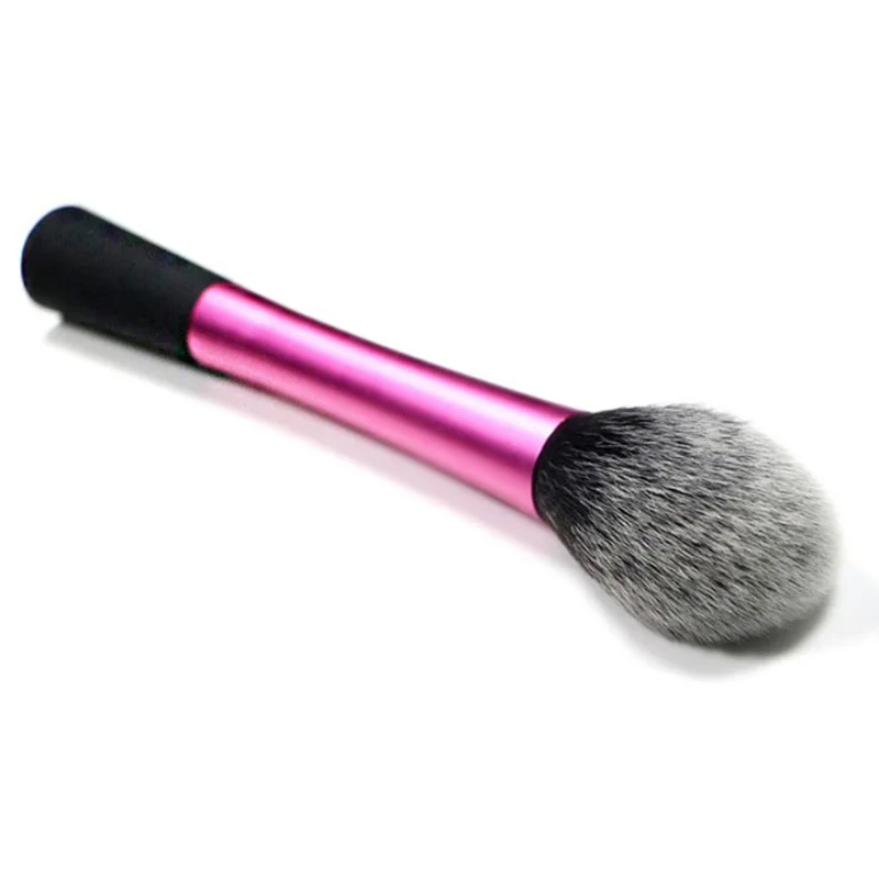 Big Rose Pink Flame Powder Blush Brush Long Aluminum Handle Contour Brush