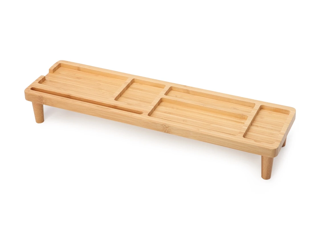 Home office Bamboo Keyboard Storage  Organizer for Tablets and Desktop Gadgets