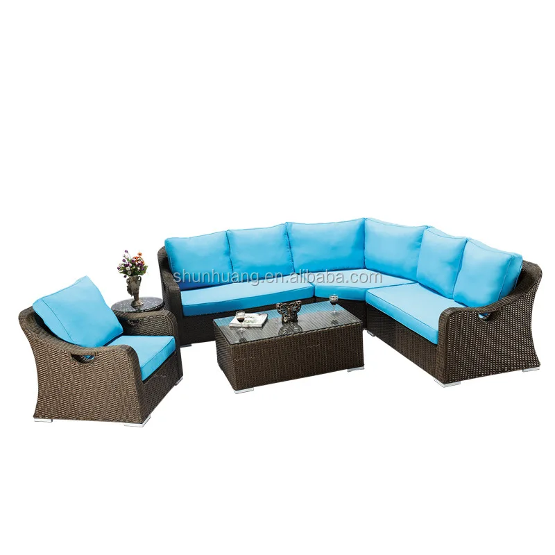 Garden furniture metal frame wicker soft rattan sofa chair