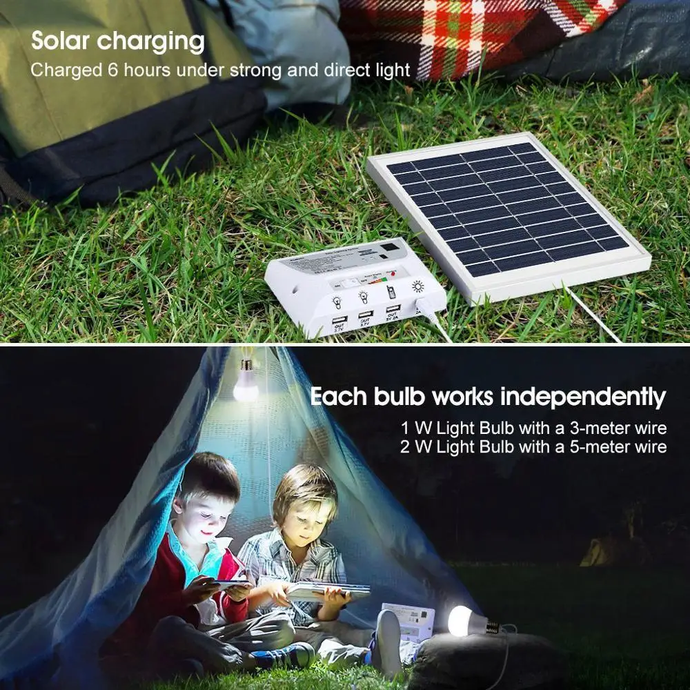 5.5W Solar Panel Outdoor MINI 3.7V Lithium Ion IP65 1w*1pc LED &2w*1pc LED Solar Lighting System for Home