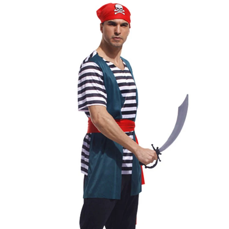Men Pirate Halloween Costume for Adult with Hat and Boots