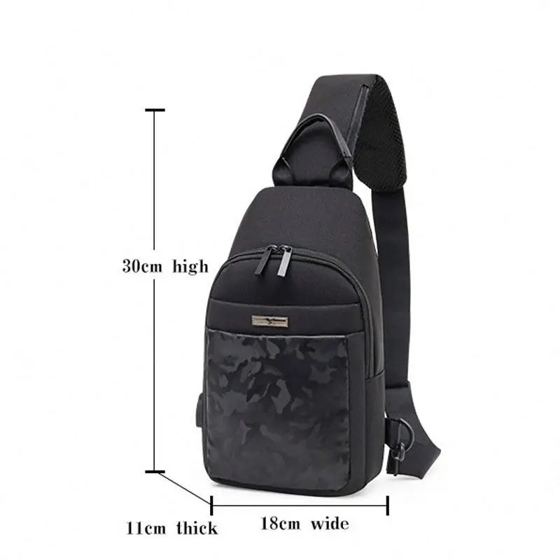 Multilayer Camouflage Waterproof Wear Resistance Leisure Single Sling Bag Chest Bag Crossbody With USB Charge