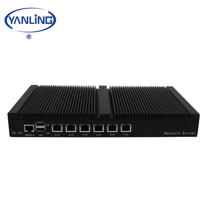 Yanling Fanless Mini Server 1U Rackmount Intel 1037U Dual Core 6 Lan Cloud Computer For Remote Management