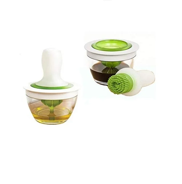 Heat resistant silicone oil brush with glass bottle,BBQ brush set,basting brush set