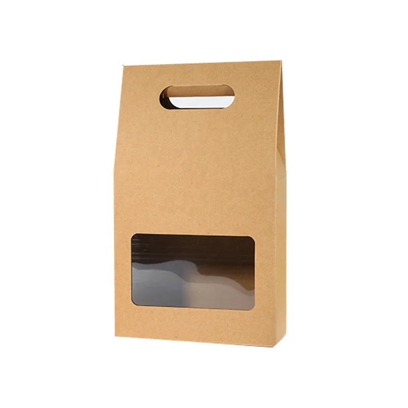 Cheap Custom Printing Brown Kraft Paper Boxes/Bags  with Clear Window For Wedding/Gift/Jewelry/Food/Candy Packing