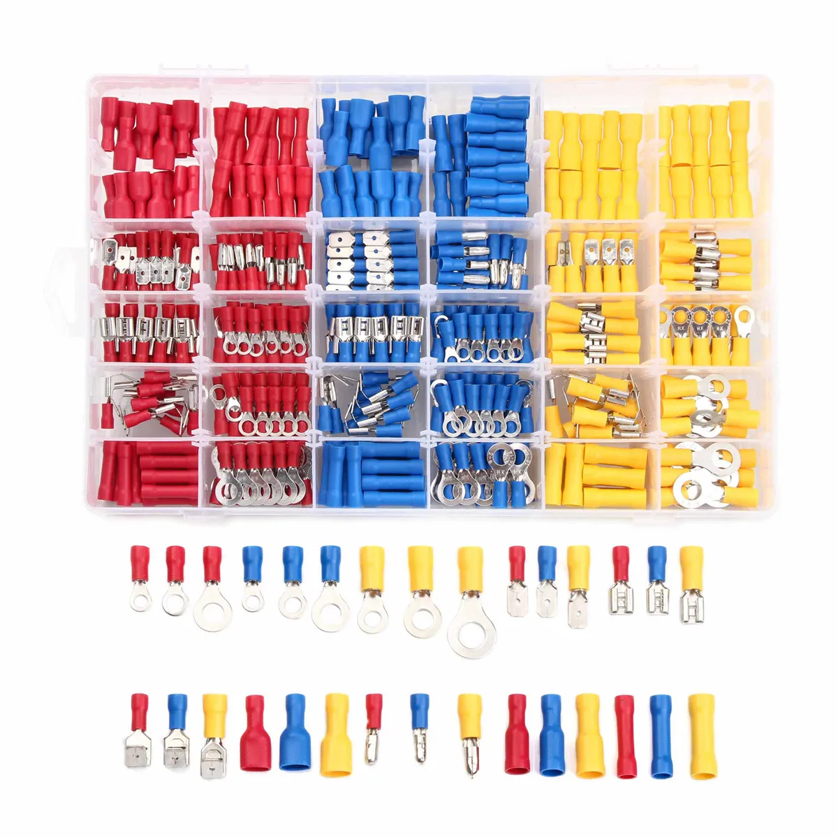 480pcs Insulated Terminals Electrical Crimp Connector Butt Spade Ring Fork Set Terminal Wire Connector