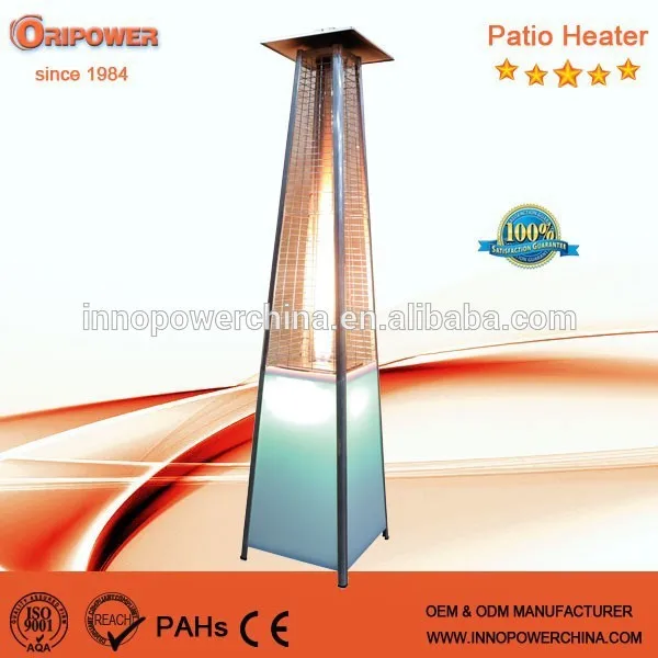 Уличный декоративный пирамидный газовый обогреватель для внутреннего дворика со светодиодной подсветкой для использования в саду