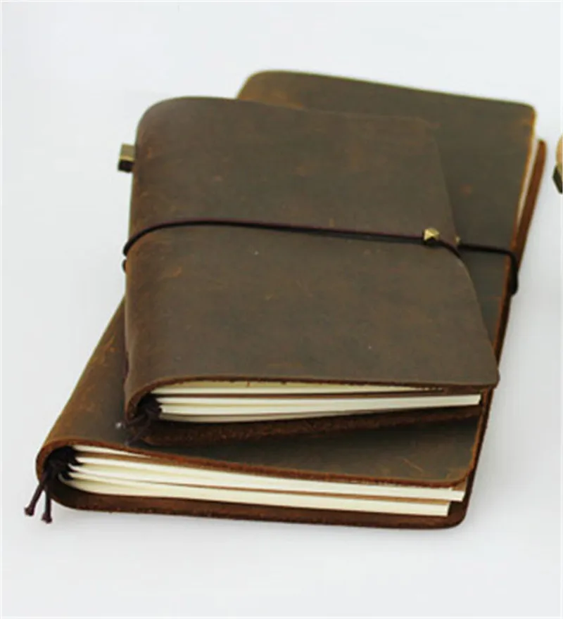 Vintage Leather Handmade Leather Notebook Journal Paper Sketchbooks Travel Journals Writing Blank Diary 2 Colors