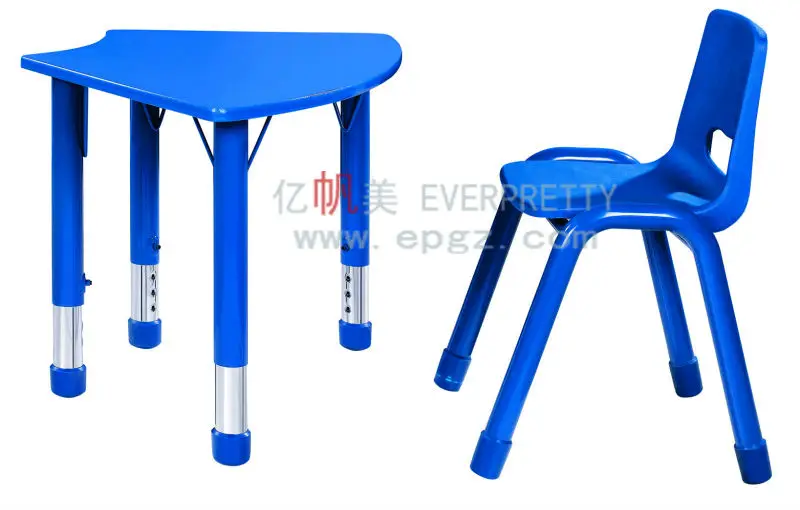 kindergarten furniture good quality blue and yellow combination height adjustable single school desk set