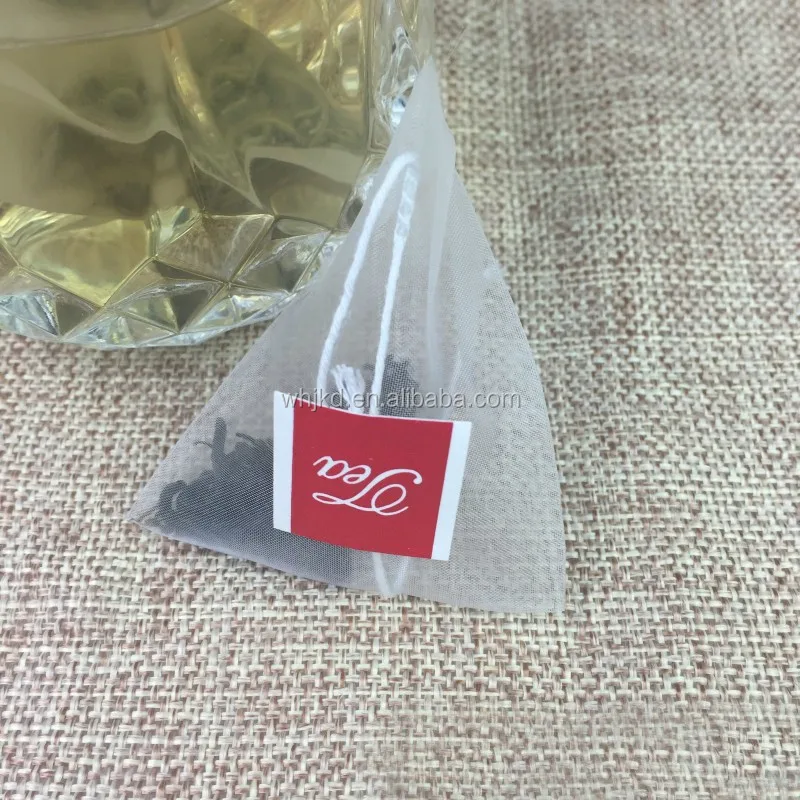 Top quality popular empty nylon pyramid tea bag with string and tag