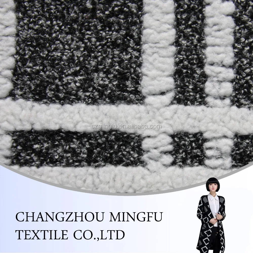 Wool/acrylic /polyester/viscose blend fabric with lower price for coat , knit jacquard dobby fabric