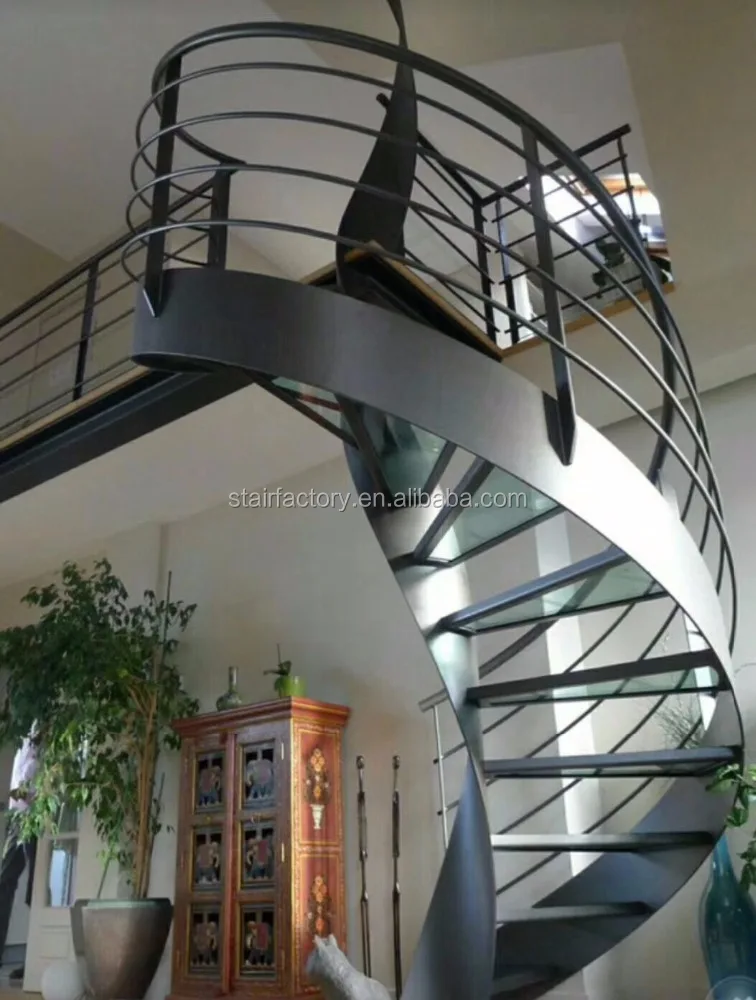 modern steel staircase Indoor curved fabricated steel stairs Indoor curved Prefabricated Steel Wood Staircase TS-471