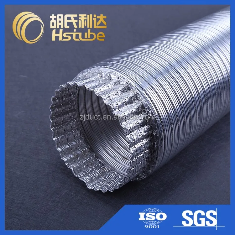 Semi-rigid aluminum flexible hose for ventilation and HVAC system
