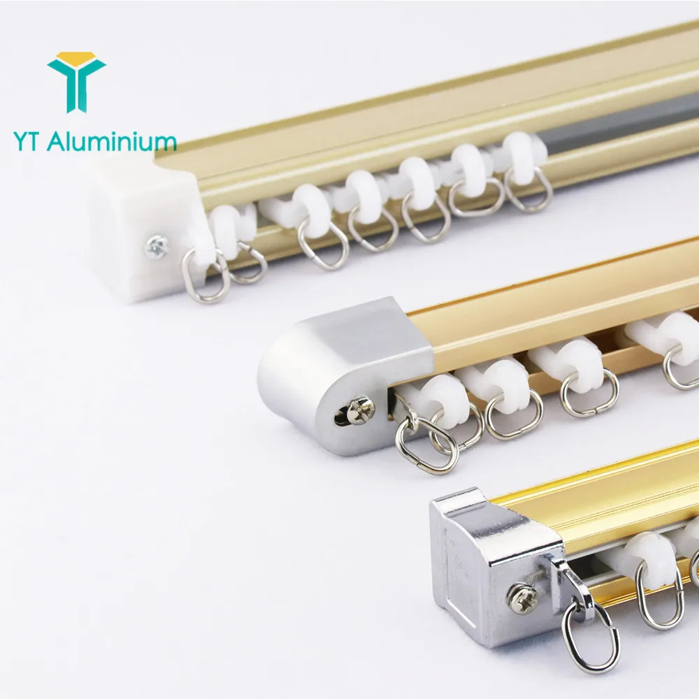 Wall Mounted Curtain Rail Aluminium Silent Recessed Curtain Track For Hotel