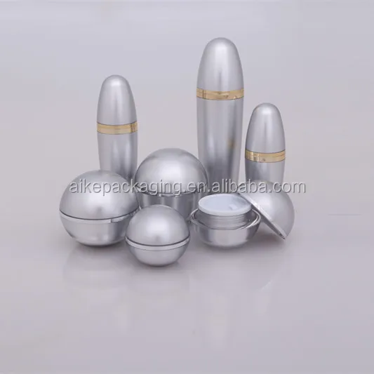 Hot Sale silver color 30ml 50ml ball shape plastic acrylic cream container cosmetic packaging jar