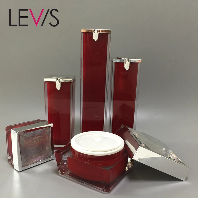 
Plastic red cosmetics acrylic pump jars packaging bottles makeup box set cosmetic 