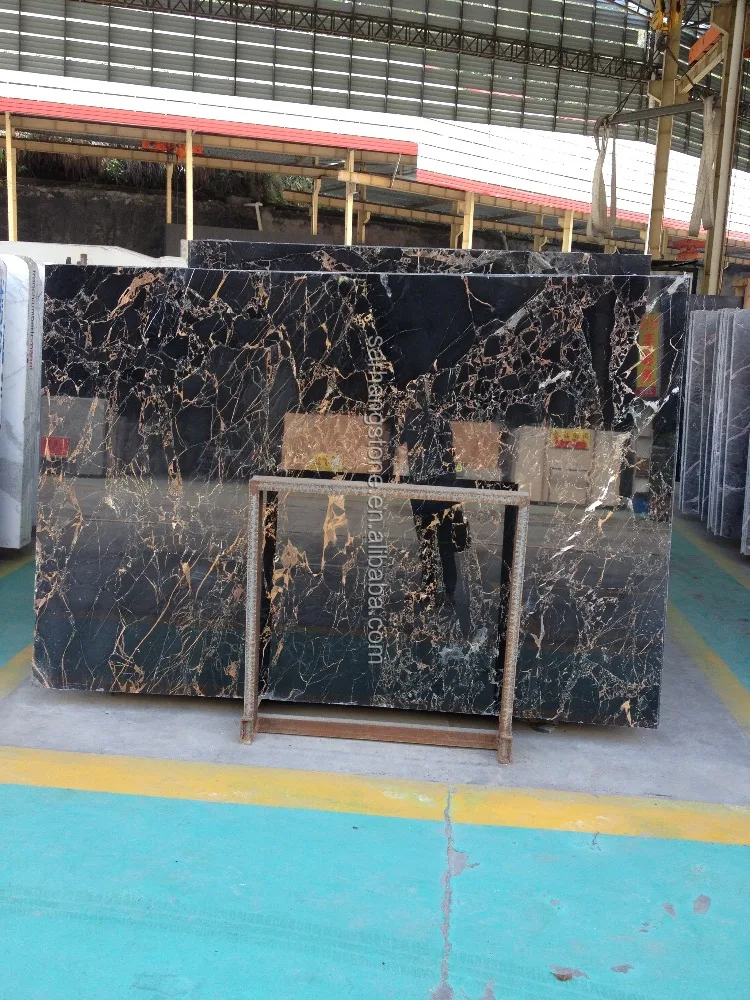 Top quality Black Portoro Gold marble, black and gold marble slab and tile