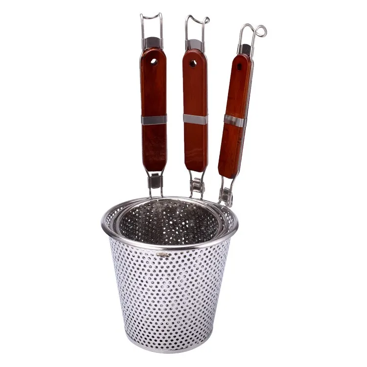 Ситечко для лапши с деревянной ручкой из нержавеющей стали/ситечко макаронных изделий