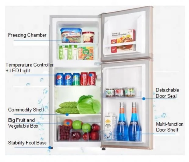 108L Home Appliance National Used Fridge Chiller Defrost Double Door Top Freezer White House Refrigerator With Interior Light