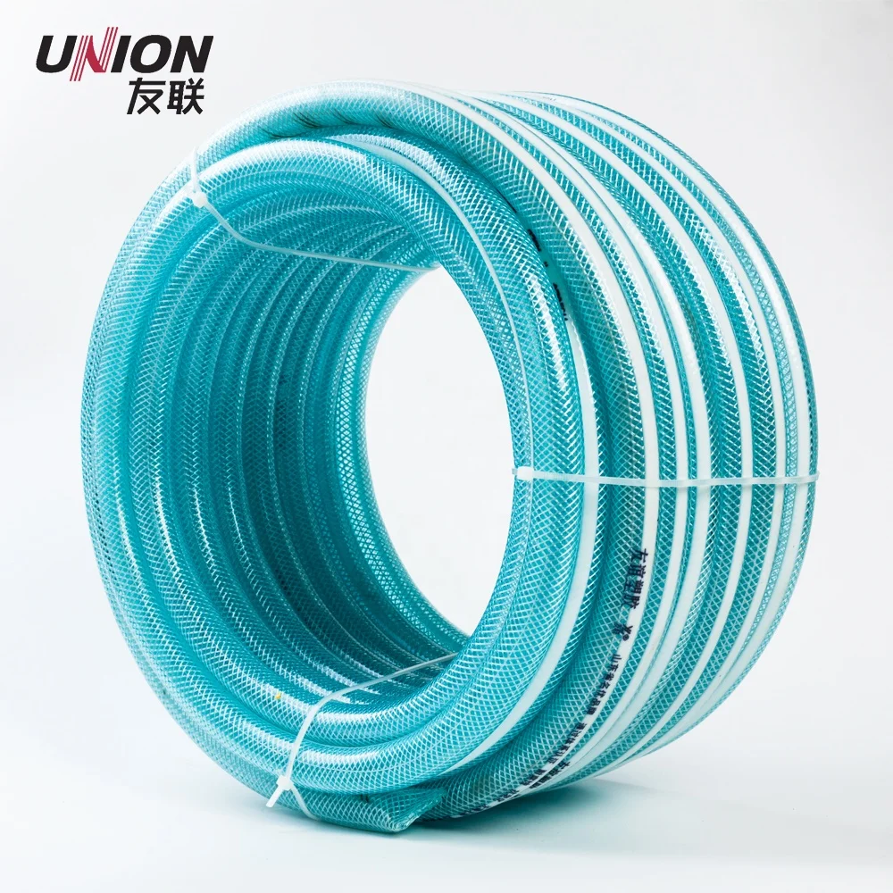 Blue  Nylon Braided PVC Hose, PVC Transparent Hose, Non-toxic Plastic Fibre Reinforced Tube