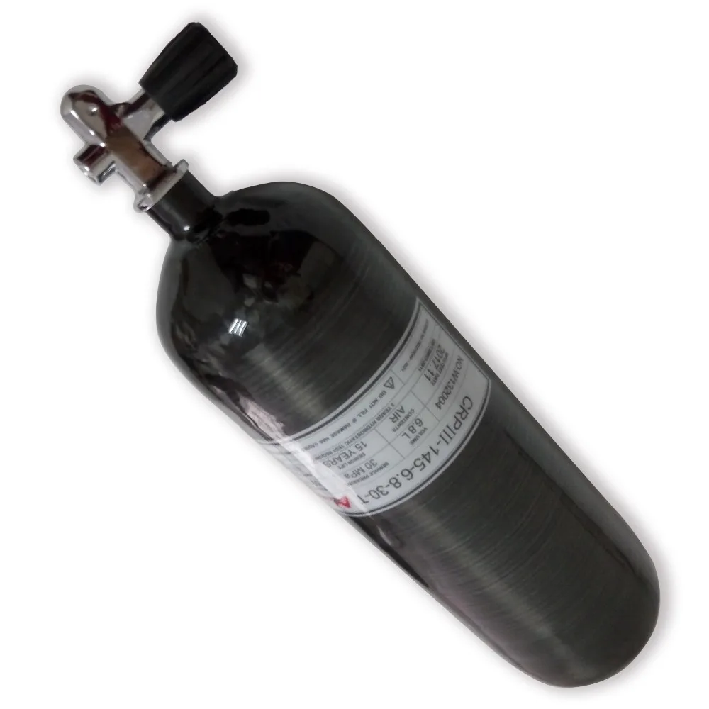 
New arrivales PCP Cylinder Empty air bottle 6.8L 4500psi 30Mpa Carbon Fiber SCUBA Diving Tank with a Diving Valve 
