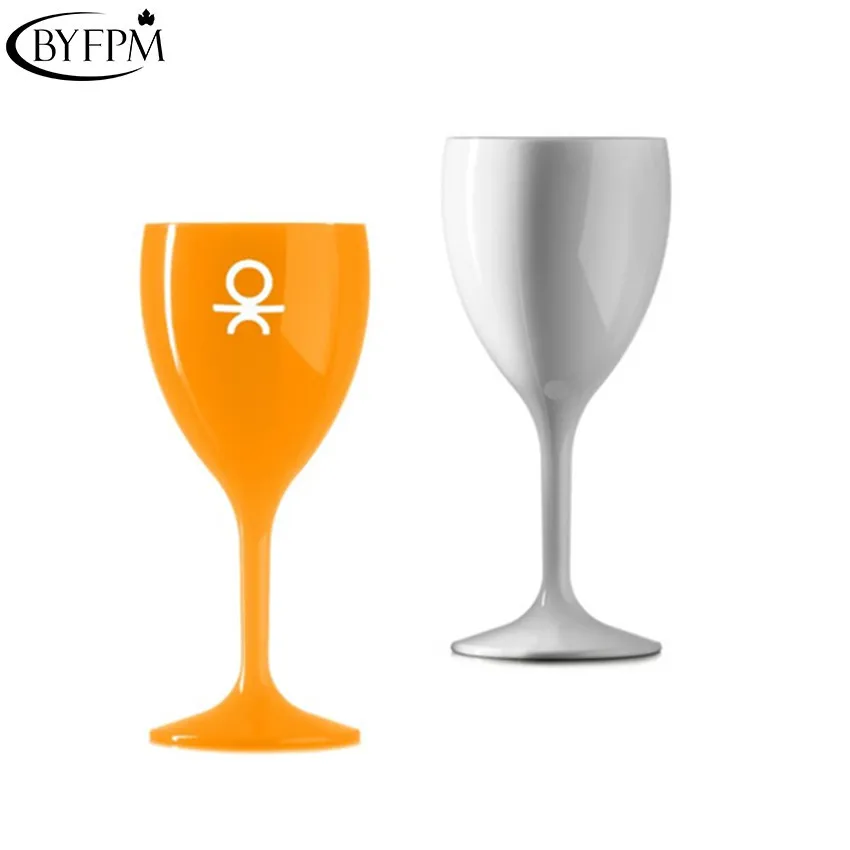 300ml Factory Customized Size Acrylic Wine Goblet Solid Color Food Grade Plastic Black Drinking Wine Glass for Sale