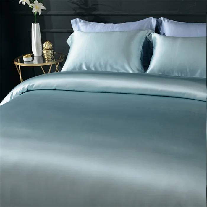 Fashion Luxury Silk Satin Bedding Pure Mulberry Silk Duvet Cover Set 5 Star Hotel Bed Sheet Set